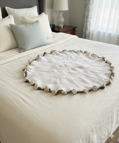 Éclosion amour  – Couverture fleurie au crochet