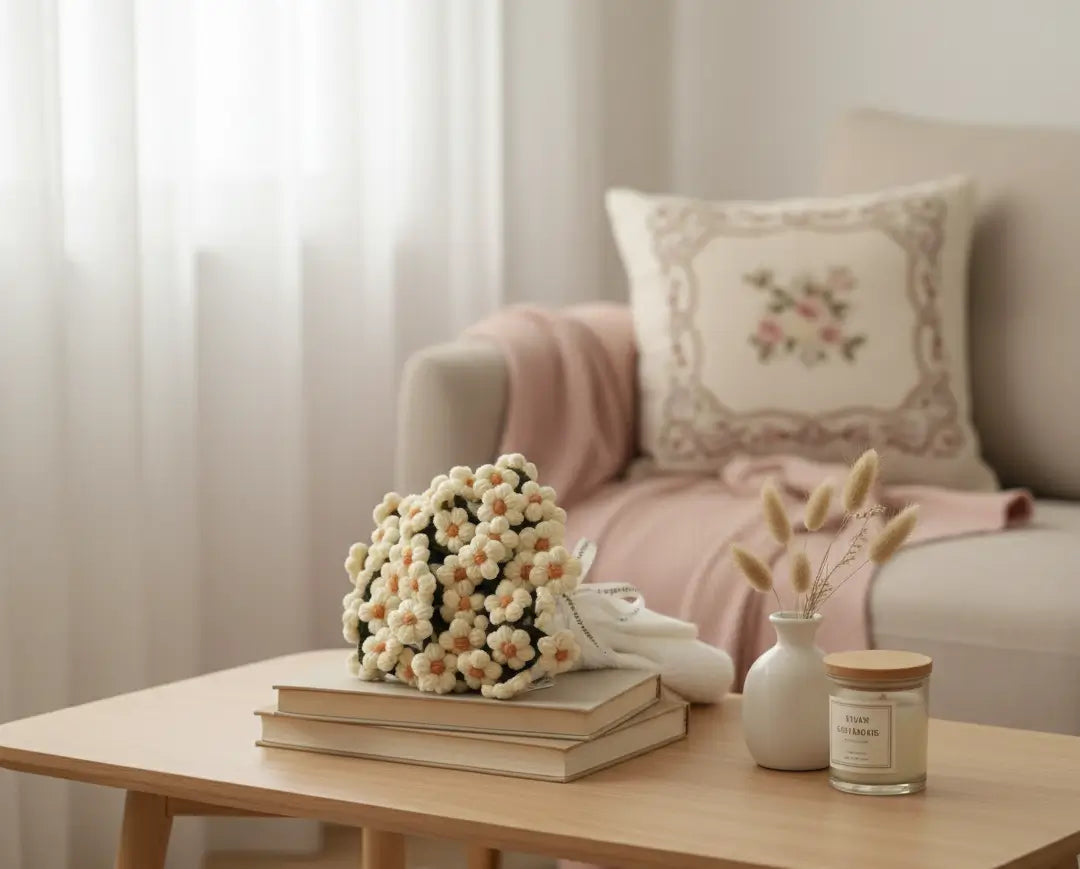 Éclosion amour  – Couverture fleurie au crochet