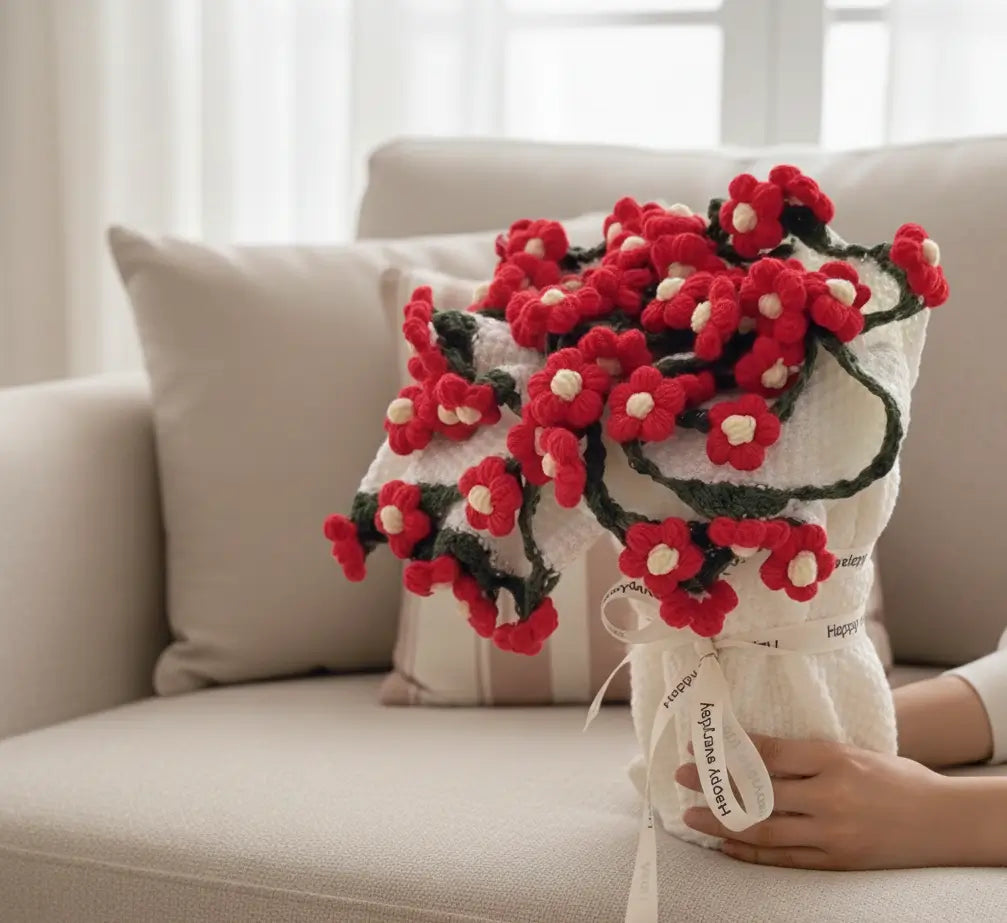 Éclosion amour  – Couverture fleurie au crochet