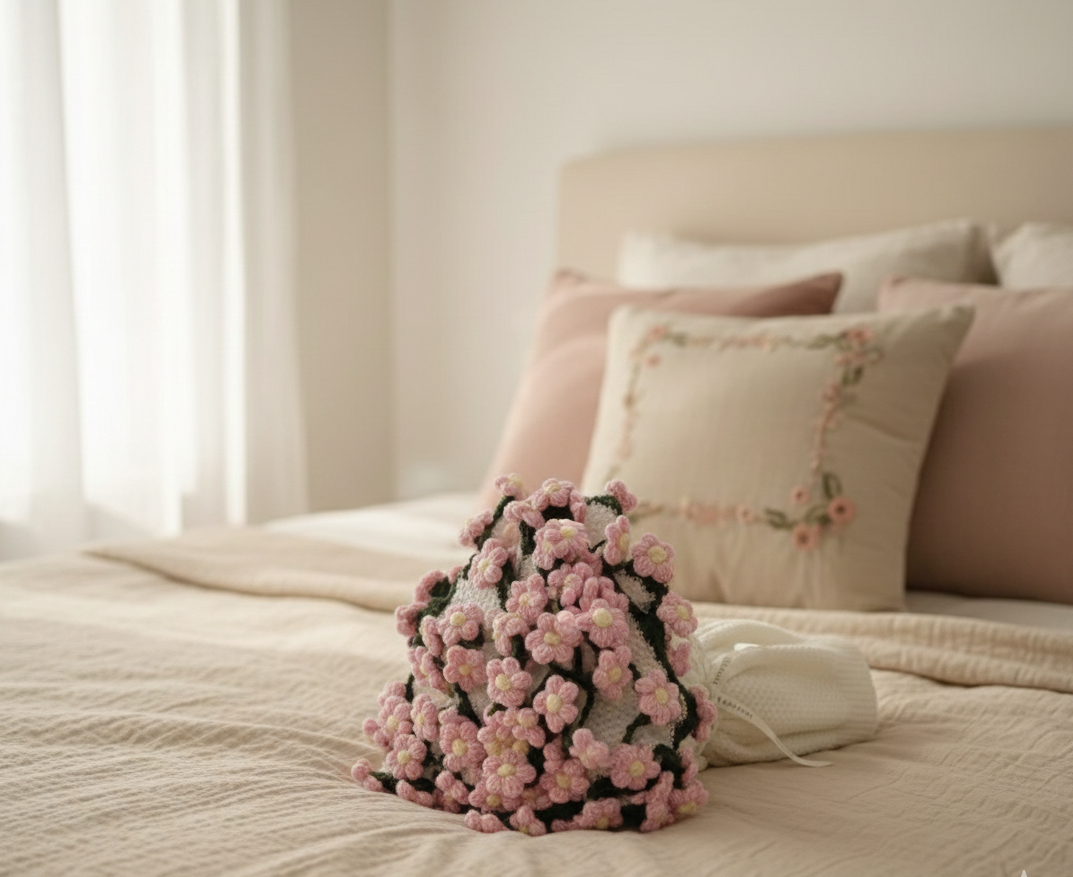 Éclosion passion – Couverture fleurie au crochet