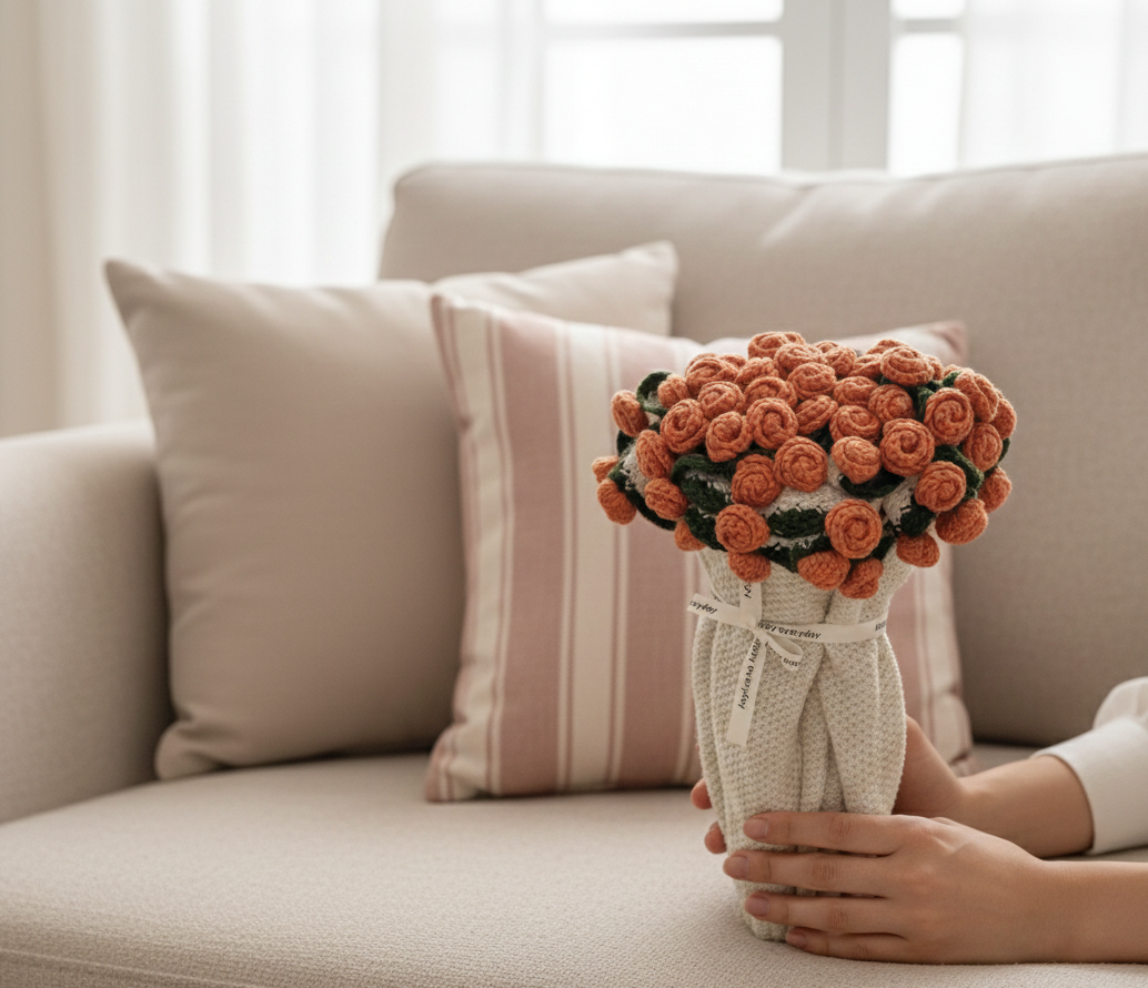 Éclosion passion – Couverture fleurie au crochet