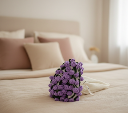 Éclosion améthyste  – Couverture fleurie au crochet